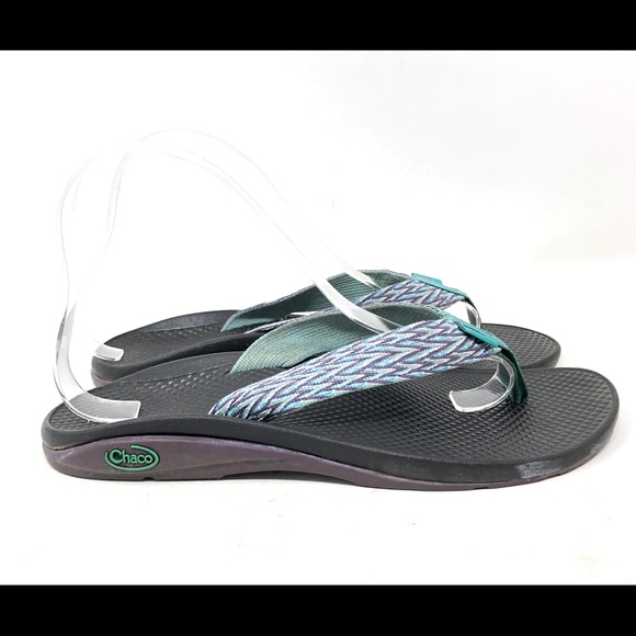 CHACO Ecotread Purple Teal Thong Flip Flop Sandals - Picture 4 of 8